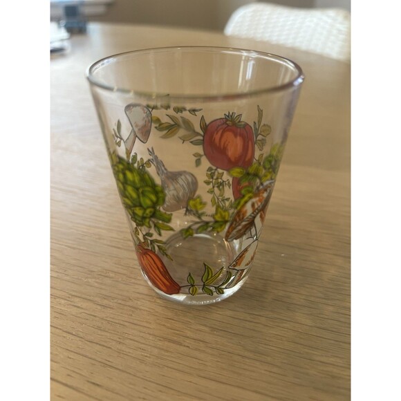 Arcoroc France Spice of Life Glass Tumbler Mushroom Tomato Pattern - Picture 4 of 7